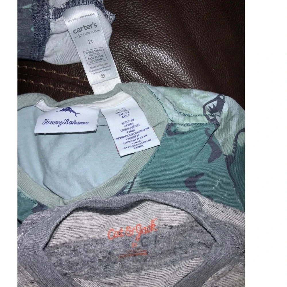 2T Bundle Tommy Bahama Carter's Cat & Jack Boys Pajama Set Dinosaur Striped‎ 2T
